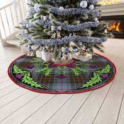 ScotsTee Shop Scottish Brodie Hunting Weathered Clan Crest Tartan Christmas Tree Skirt Scottish Thistle Design