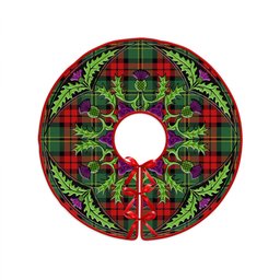 ScotsTee Shop Scottish Blackstock Hunting Modern Clan Crest Tartan Christmas Tree Skirt Scottish Thistle Design