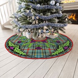 ScotsTee Shop Scottish Bisset Ancient Clan Crest Tartan Christmas Tree Skirt Scottish Thistle Design