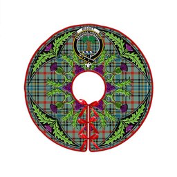 ScotsTee Shop Scottish Bisset Ancient Clan Crest Tartan Christmas Tree Skirt Scottish Thistle Design