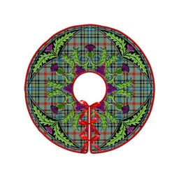 ScotsTee Shop Scottish Bisset Ancient Clan Crest Tartan Christmas Tree Skirt Scottish Thistle Design