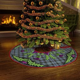 ScotsTee Shop Scottish Arbuthnot Weathered Clan Crest Tartan Christmas Tree Skirt Scottish Thistle Design