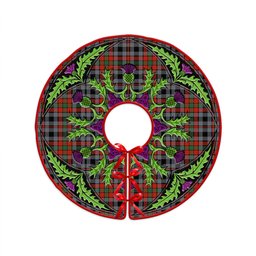 ScotsTee Shop Scottish Borthwick Ancient Clan Crest Tartan Christmas Tree Skirt Scottish Thistle Design
