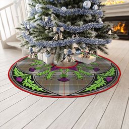 ScotsTee Shop Scottish Brodie Silver (Brodie Muted) Ancient Clan Crest Tartan Christmas Tree Skirt Scottish Thistle Design