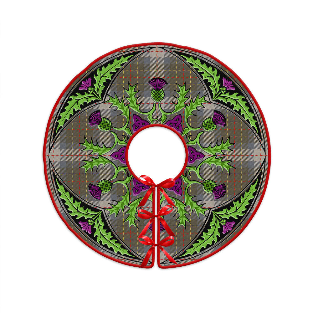 ScotsTee Shop Scottish Brodie Silver (Brodie Muted) Ancient Clan Crest Tartan Christmas Tree Skirt Scottish Thistle Design