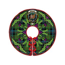 ScotsTee Shop Scottish Baillie Ancient Clan Crest Tartan Christmas Tree Skirt Scottish Thistle Design