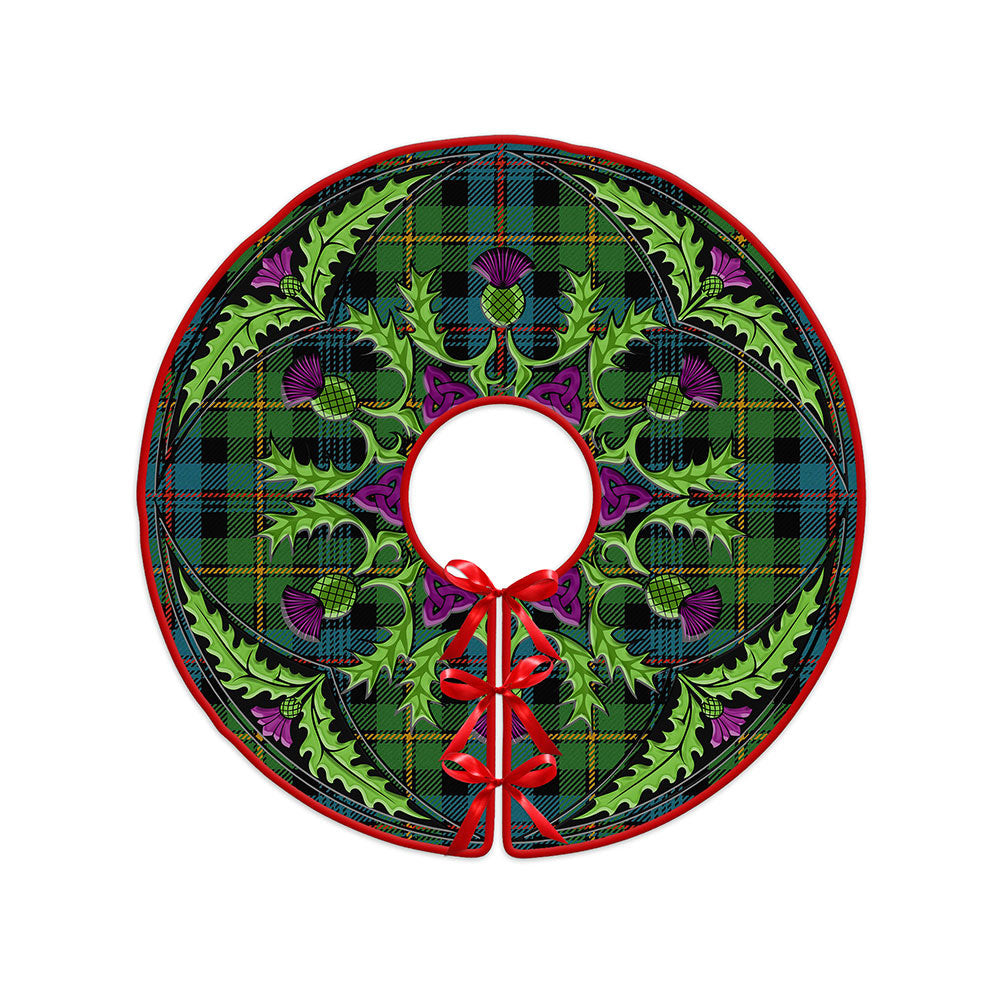 ScotsTee Shop Scottish Baillie Ancient Clan Crest Tartan Christmas Tree Skirt Scottish Thistle Design