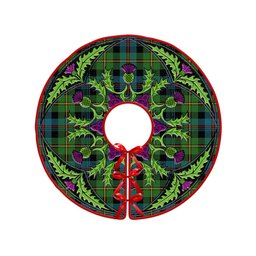 ScotsTee Shop Scottish Baillie Ancient Clan Crest Tartan Christmas Tree Skirt Scottish Thistle Design