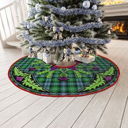 ScotsTee Shop Scottish Arbuthnot Ancient Clan Crest Tartan Christmas Tree Skirt Scottish Thistle Design