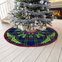 ScotsTee Shop Scottish Arbuthnot Modern Clan Crest Tartan Christmas Tree Skirt Scottish Thistle Design