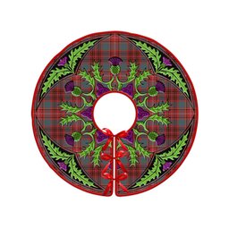 ScotsTee Shop Scottish Ainslie Weathered Clan Crest Tartan Christmas Tree Skirt Scottish Thistle Design