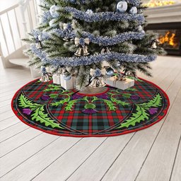 ScotsTee Shop Scottish Borthwick Modern Clan Crest Tartan Christmas Tree Skirt Scottish Thistle Design