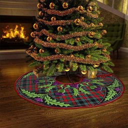 ScotsTee Shop Scottish Borthwick Modern Clan Crest Tartan Christmas Tree Skirt Scottish Thistle Design