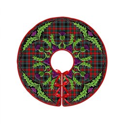 ScotsTee Shop Scottish Borthwick Modern Clan Crest Tartan Christmas Tree Skirt Scottish Thistle Design