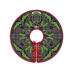 ScotsTee Shop Scottish Bisset Weathered Clan Crest Tartan Christmas Tree Skirt Scottish Thistle Design