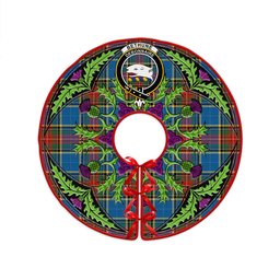 ScotsTee Shop Scottish Bethune Ancient Clan Crest Tartan Christmas Tree Skirt Scottish Thistle Design