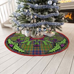 ScotsTee Shop Scottish Bowie Modern Clan Crest Tartan Christmas Tree Skirt Scottish Thistle Design