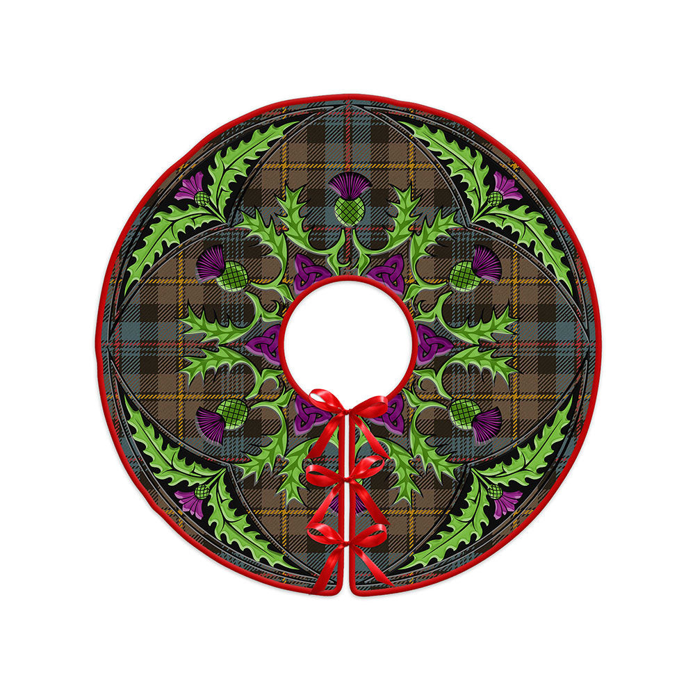ScotsTee Shop Scottish Baillie Weathered Clan Crest Tartan Christmas Tree Skirt Scottish Thistle Design