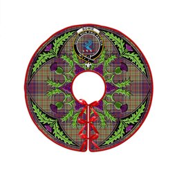 ScotsTee Shop Scottish Bowie Weathered Clan Crest Tartan Christmas Tree Skirt Scottish Thistle Design