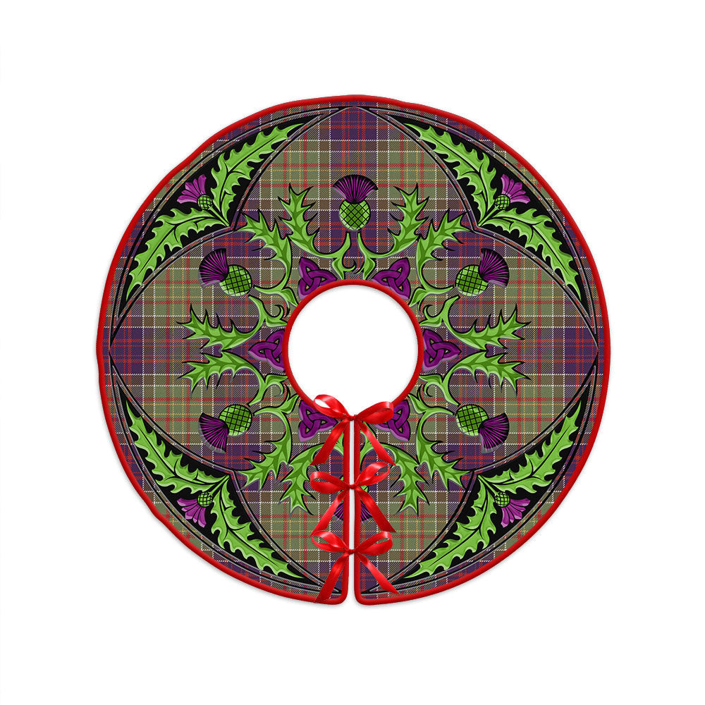 ScotsTee Shop Scottish Bowie Weathered Clan Crest Tartan Christmas Tree Skirt Scottish Thistle Design