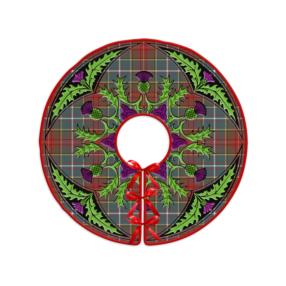 ScotsTee Shop Scottish Crozier Weathered Clan Crest Tartan Christmas Tree Skirt Scottish Thistle Design