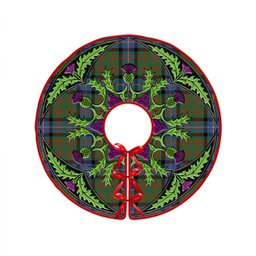 ScotsTee Shop Scottish Cochrane (Cochran) Ancient Clan Crest Tartan Christmas Tree Skirt Scottish Thistle Design