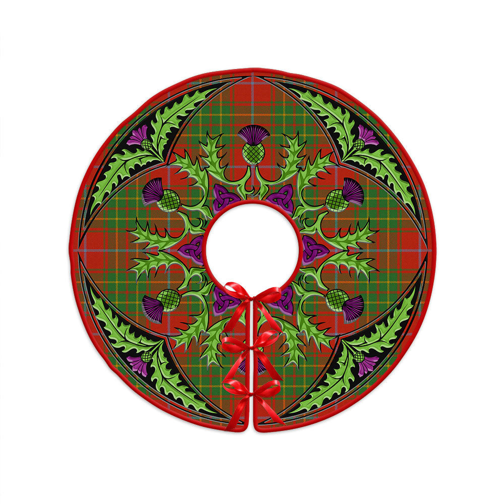 ScotsTee Shop Scottish Burnett Ancient Clan Crest Tartan Christmas Tree Skirt Scottish Thistle Design