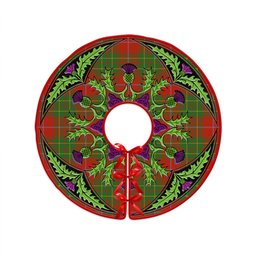 ScotsTee Shop Scottish Burnett Ancient Clan Crest Tartan Christmas Tree Skirt Scottish Thistle Design