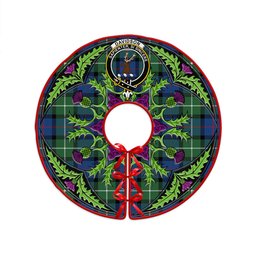 ScotsTee Shop Scottish Davidson Modern Clan Crest Tartan Christmas Tree Skirt Scottish Thistle Design