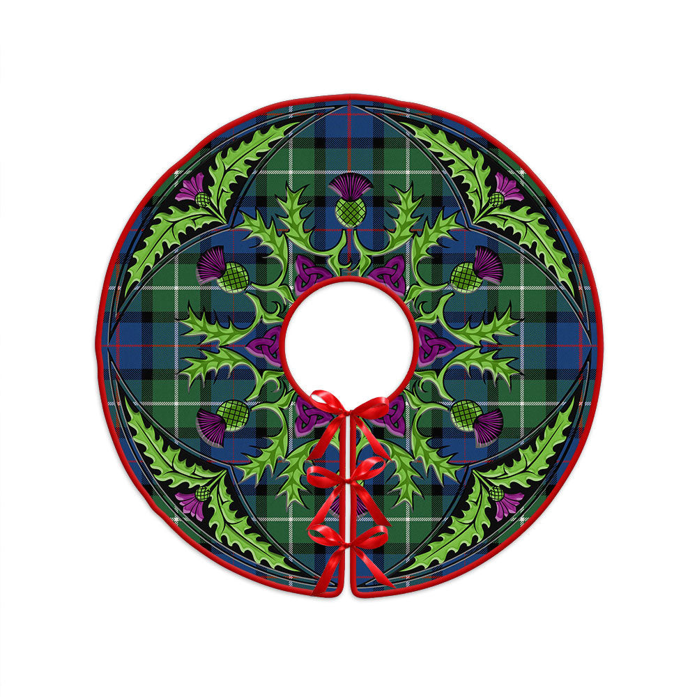 ScotsTee Shop Scottish Davidson Modern Clan Crest Tartan Christmas Tree Skirt Scottish Thistle Design