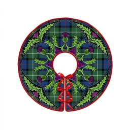 ScotsTee Shop Scottish Davidson Modern Clan Crest Tartan Christmas Tree Skirt Scottish Thistle Design