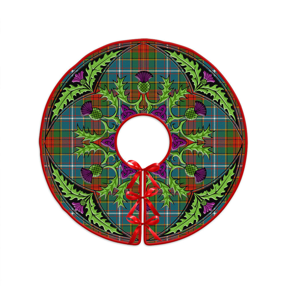ScotsTee Shop Scottish Crozier Ancient Clan Crest Tartan Christmas Tree Skirt Scottish Thistle Design