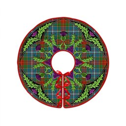 ScotsTee Shop Scottish Crozier Ancient Clan Crest Tartan Christmas Tree Skirt Scottish Thistle Design