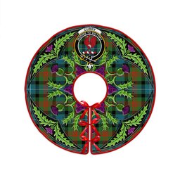 ScotsTee Shop Scottish Curry (Currie) Ancient Clan Crest Tartan Christmas Tree Skirt Scottish Thistle Design