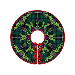 ScotsTee Shop Scottish Douglas Modern Clan Crest Tartan Christmas Tree Skirt Scottish Thistle Design