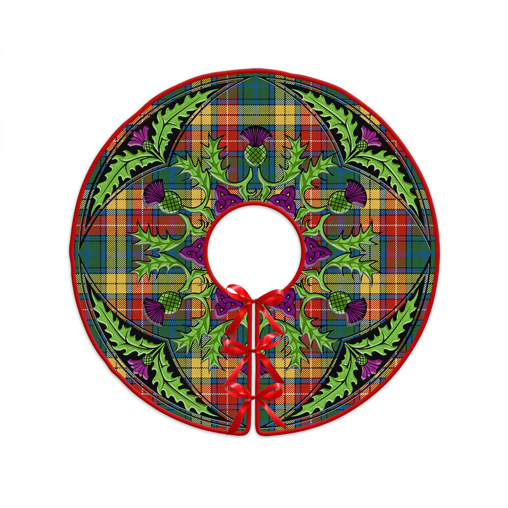 ScotsTee Shop Scottish Buchanan Ancient Clan Crest Tartan Christmas Tree Skirt Scottish Thistle Design