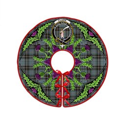 ScotsTee Shop Scottish Clark (Clergy) Weathered Clan Crest Tartan Christmas Tree Skirt Scottish Thistle Design