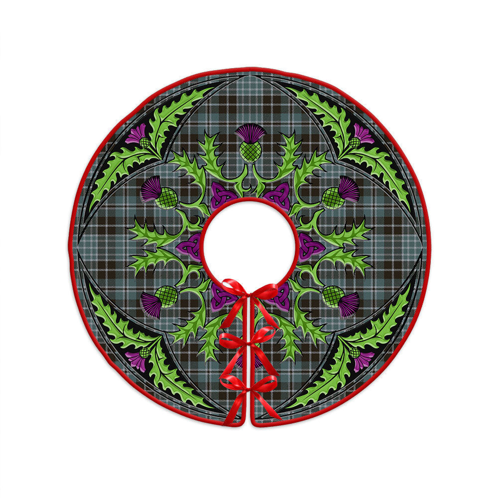 ScotsTee Shop Scottish Clark (Clergy) Weathered Clan Crest Tartan Christmas Tree Skirt Scottish Thistle Design