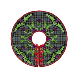 ScotsTee Shop Scottish Clark (Clergy) Weathered Clan Crest Tartan Christmas Tree Skirt Scottish Thistle Design