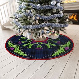 ScotsTee Shop Scottish Clark (Clergy) Modern Clan Crest Tartan Christmas Tree Skirt Scottish Thistle Design
