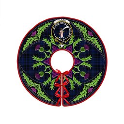 ScotsTee Shop Scottish Clark (Clergy) Modern Clan Crest Tartan Christmas Tree Skirt Scottish Thistle Design