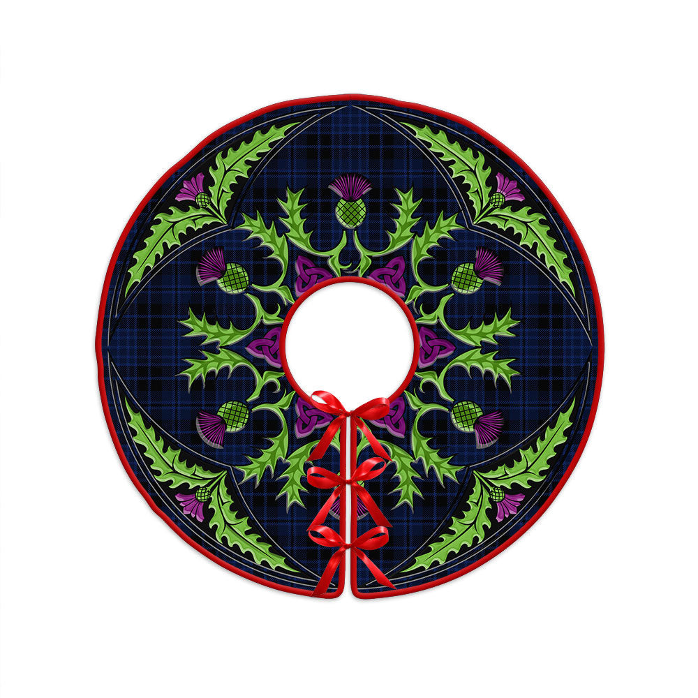 ScotsTee Shop Scottish Clark (Clergy) Modern Clan Crest Tartan Christmas Tree Skirt Scottish Thistle Design