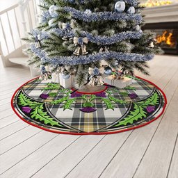 ScotsTee Shop Scottish Burns Weathered Clan Crest Tartan Christmas Tree Skirt Scottish Thistle Design