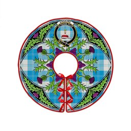ScotsTee Shop Scottish Erskine Blue Clan Crest Tartan Christmas Tree Skirt Scottish Thistle Design