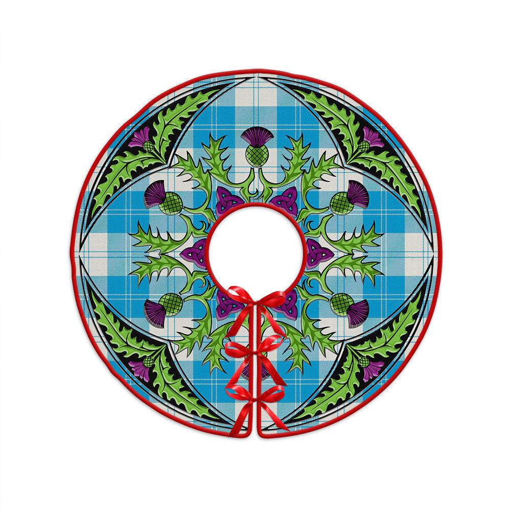 ScotsTee Shop Scottish Erskine Blue Clan Crest Tartan Christmas Tree Skirt Scottish Thistle Design