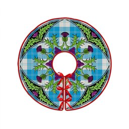 ScotsTee Shop Scottish Erskine Blue Clan Crest Tartan Christmas Tree Skirt Scottish Thistle Design
