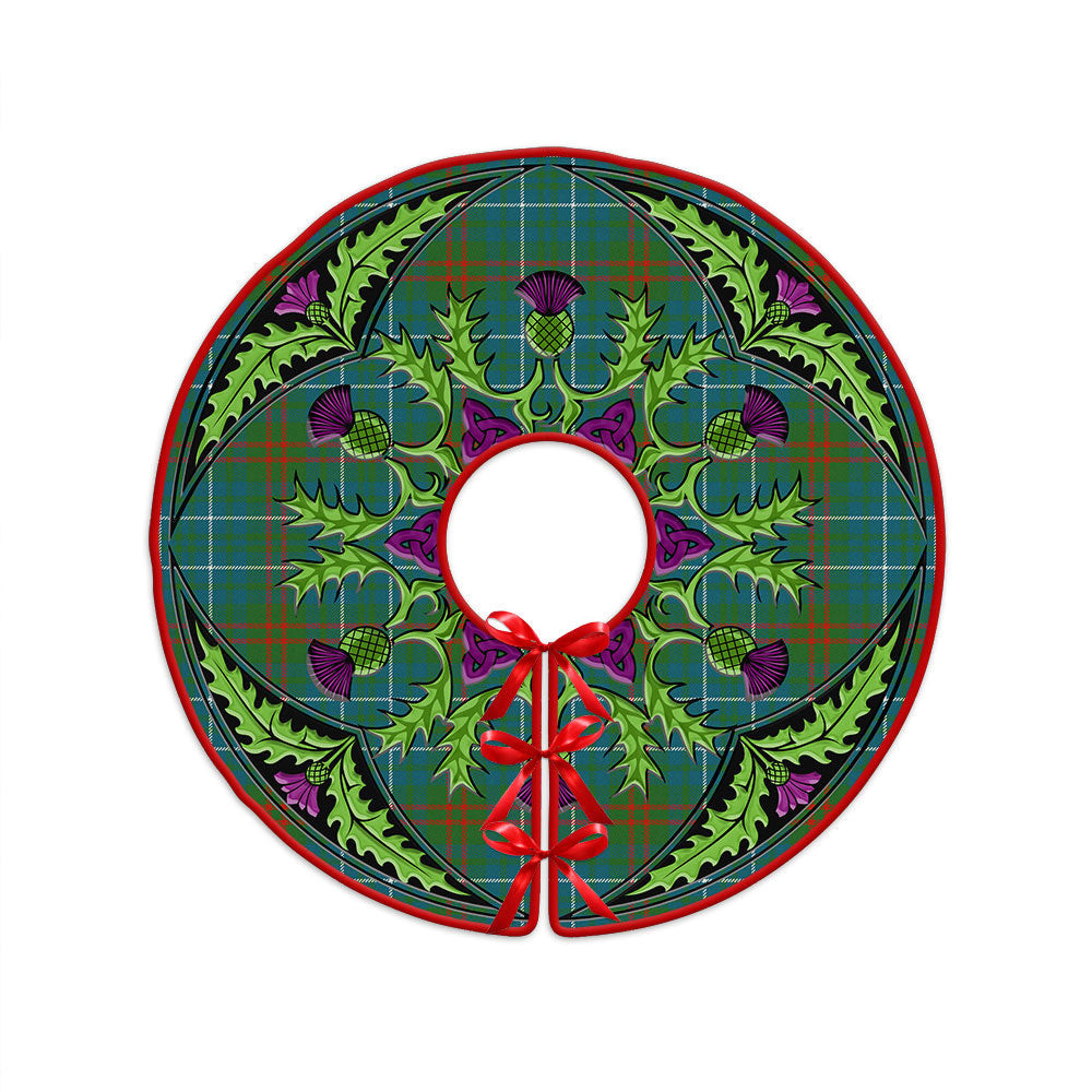 ScotsTee Shop Scottish Edmonstone Ancient Clan Crest Tartan Christmas Tree Skirt Scottish Thistle Design
