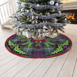 ScotsTee Shop Scottish Davidson Weathered Clan Crest Tartan Christmas Tree Skirt Scottish Thistle Design