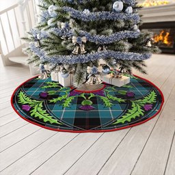 ScotsTee Shop Scottish Dunlop Ancient Clan Crest Tartan Christmas Tree Skirt Scottish Thistle Design