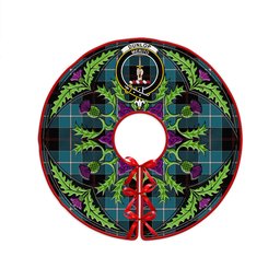 ScotsTee Shop Scottish Dunlop Ancient Clan Crest Tartan Christmas Tree Skirt Scottish Thistle Design
